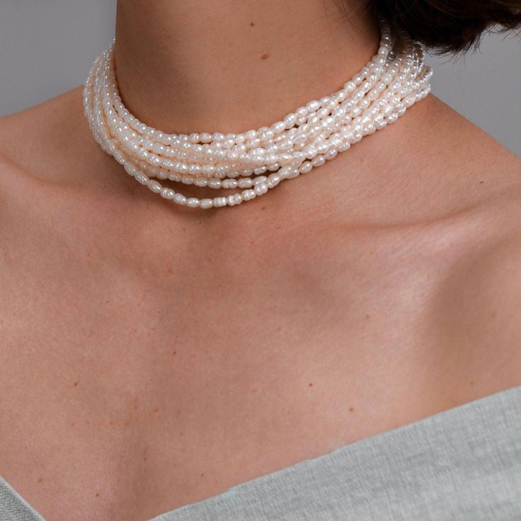 Multilayer Rice Pearl Choker