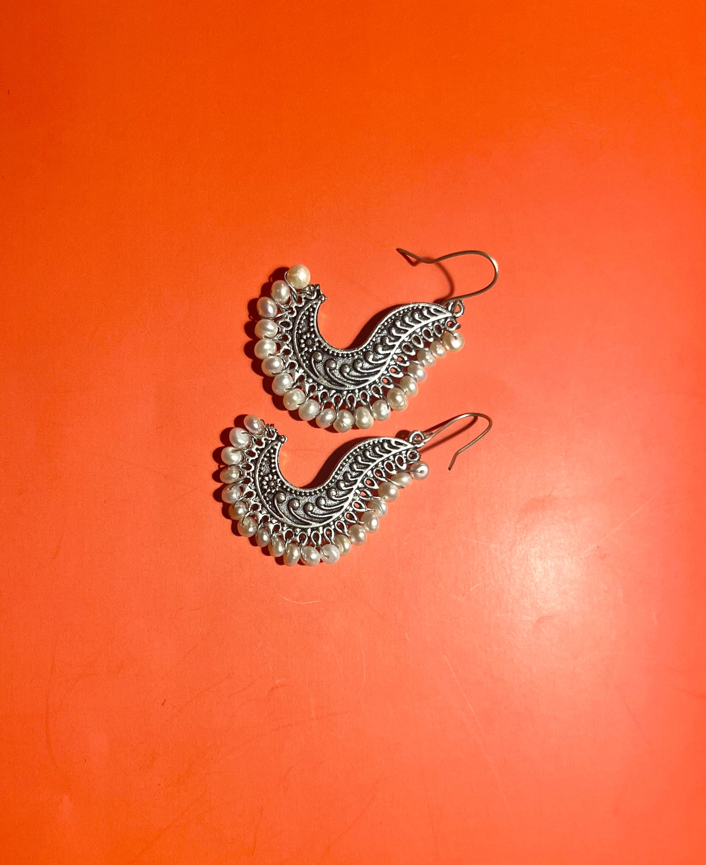 Antique Oxidised Pearl Earrings