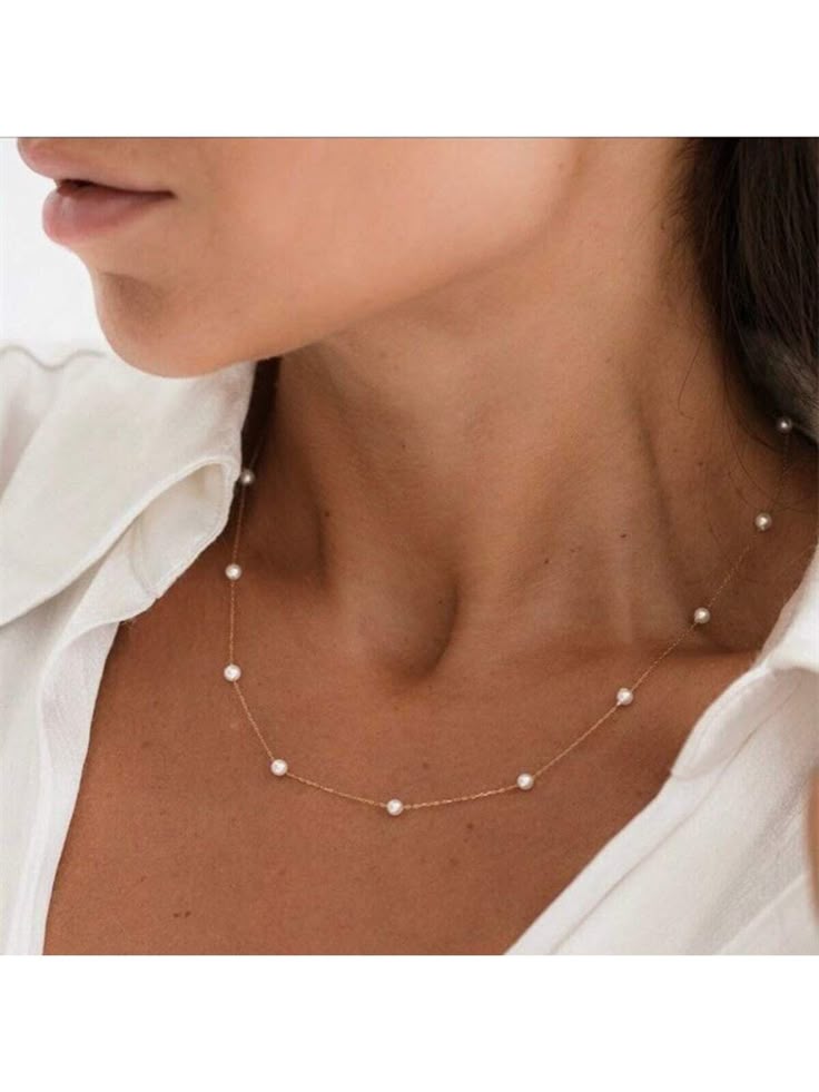 Dew drop pearl chain necklace (Sterling Silver)