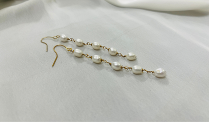 Long Pearl Lustre String Earrings