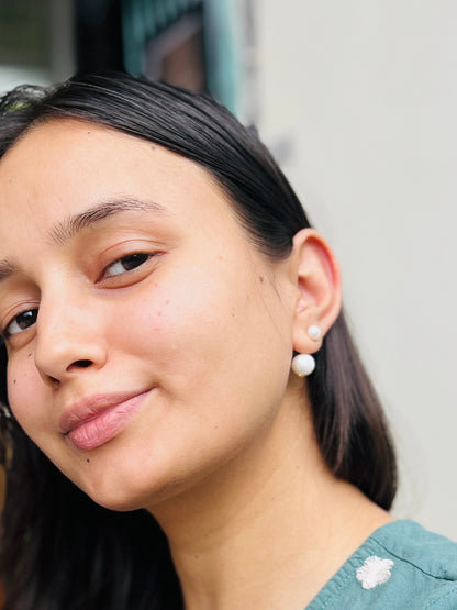 The Double Pearl Stud Earrings