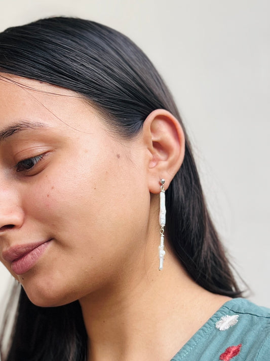 The long Biwa Pearl Earrings