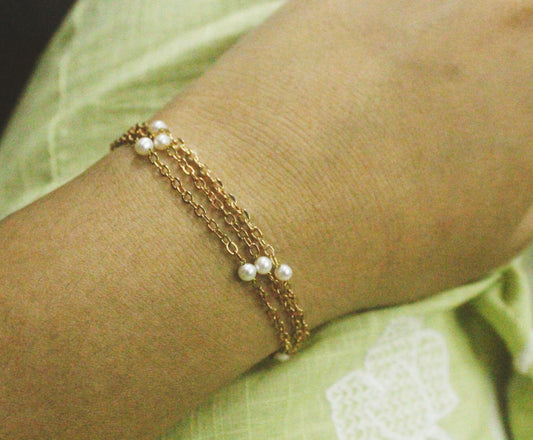 Pearl dew drop chain bracelet