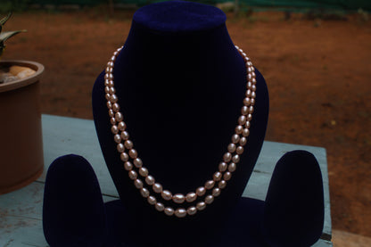 Cindrella double layer pink oval pearl necklace