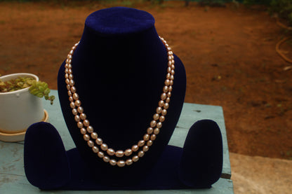 Cindrella double layer pink oval pearl necklace