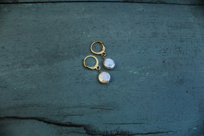 Coin Pearl loop earrings