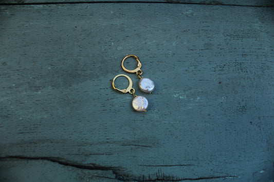 Coin Pearl loop earrings