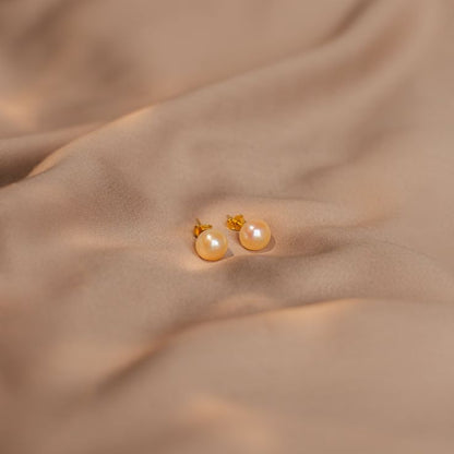 Peach Pearl Stud  Earrings