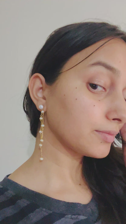 Twin Drift Pearl Earrings